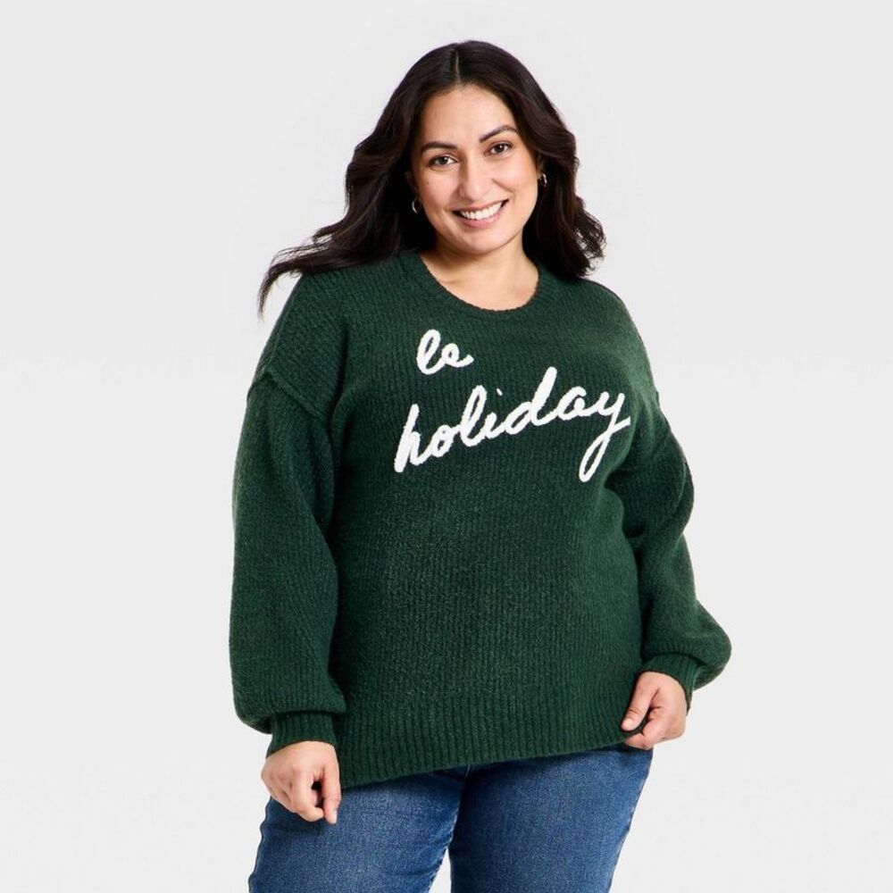 Women's Holiday Sweater - Ava & Viv Green 4X